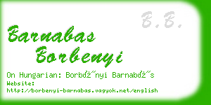 barnabas borbenyi business card